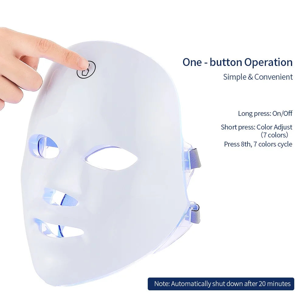 7 Color LED Light Therapy Face Mask Spa Treatment At Home