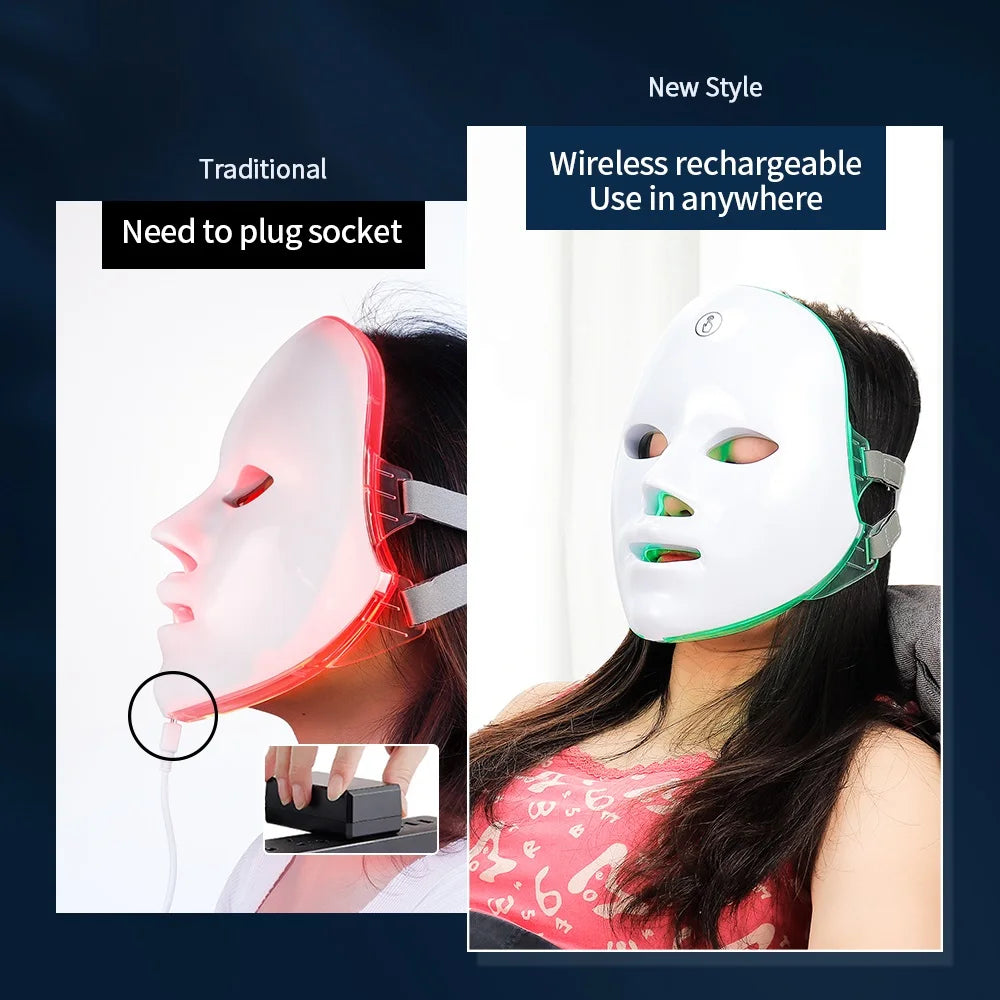 7 Color LED Light Therapy Face Mask Spa Treatment At Home