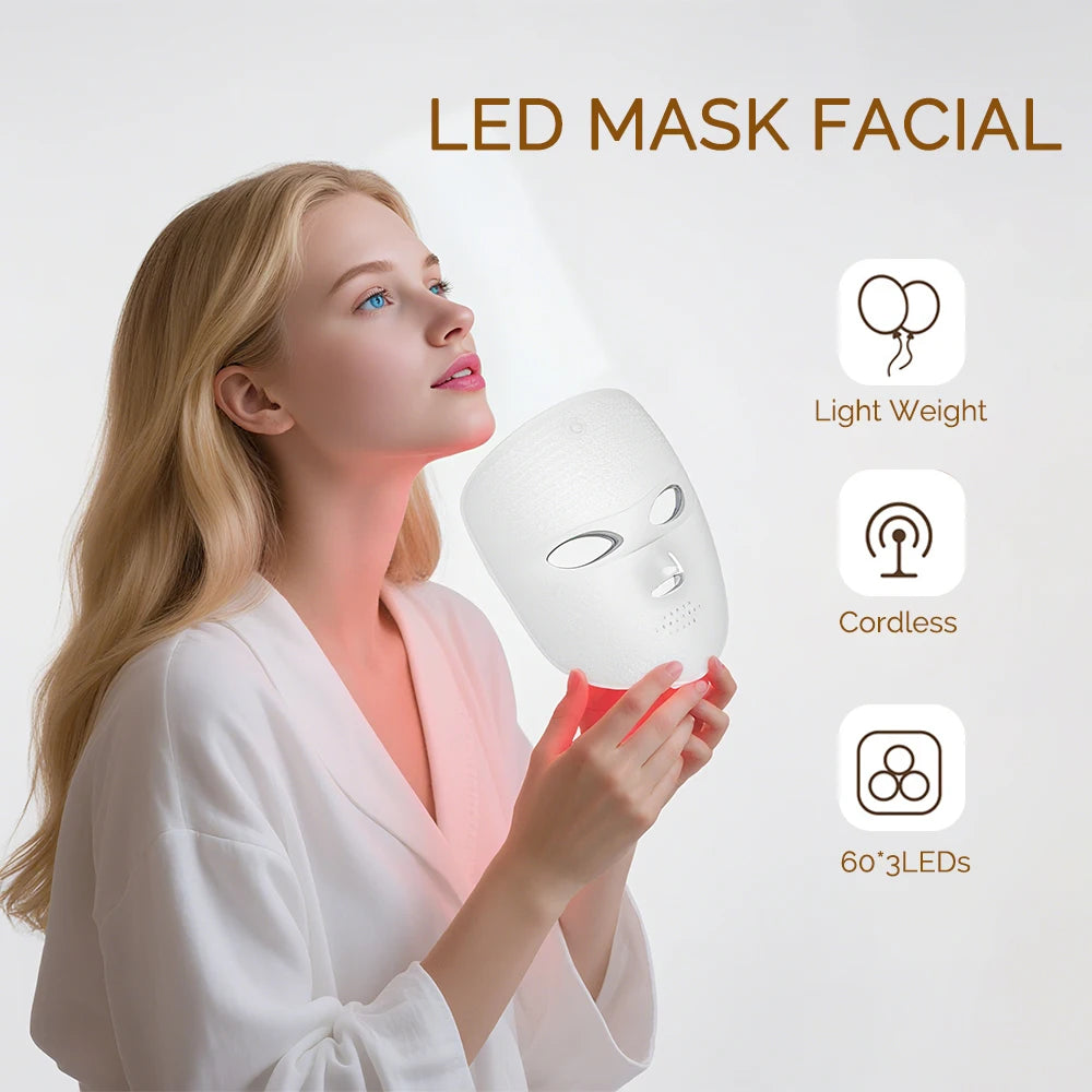 7 Color LED Light Therapy Face Mask Spa Treatment At Home